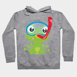 Cute Frog, Little Frog, Green Frog, Snorkel Hoodie